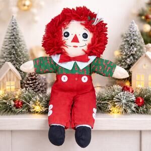 Vintage 1990 Playskool Raggedy Ann Doll 12” Candy Cane Shirt Plush